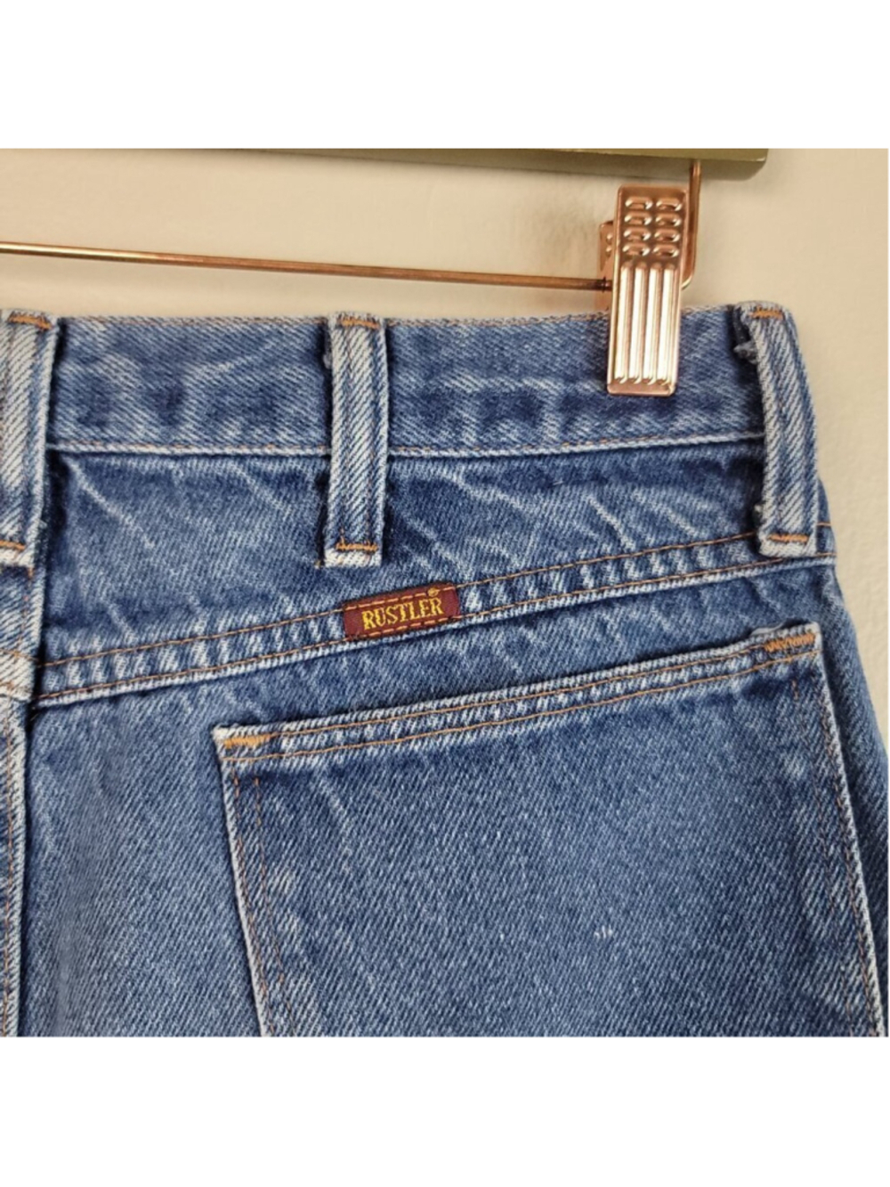 Vintage Rustler Cutoff High Rise Medium Blue Frayed Jean Mom Relaxed Shorts 2 4 - Picture 8 of 11